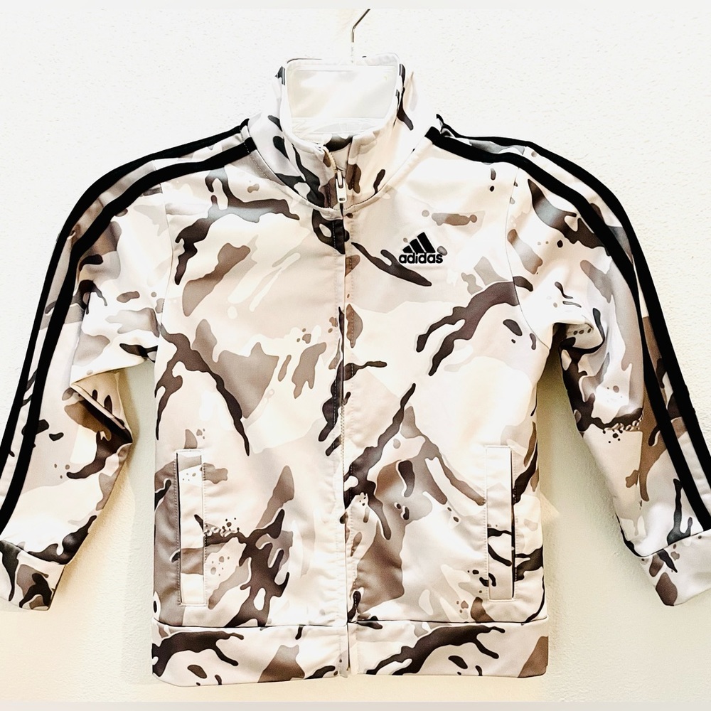 Adidas Boys Track Jacket White Camouflage Full Zip Up Jacket Sz 5